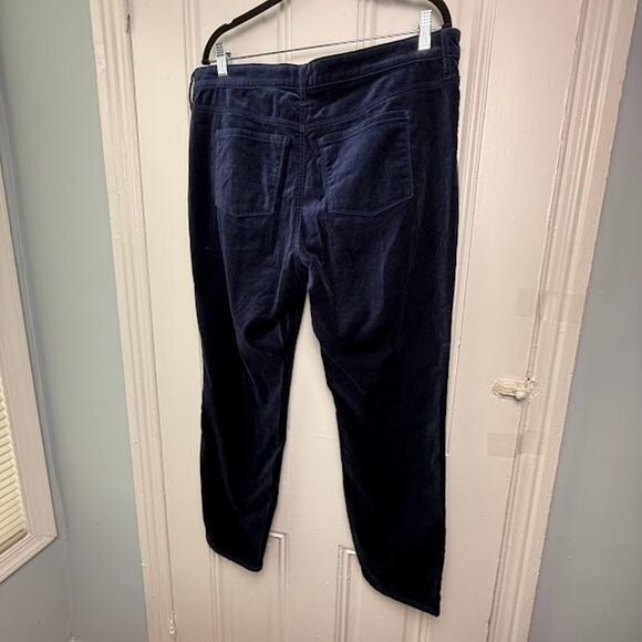 Well Worn Dark Blue Velour Pants Womens 14 Tapered Velvet Preppy Fall Winter - Picture 6 of 9